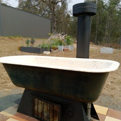 Cast Iron Coffin Bath on metaland glass firebox